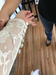 Custom 'Lace' size 4 used wedding dress view of sleeve