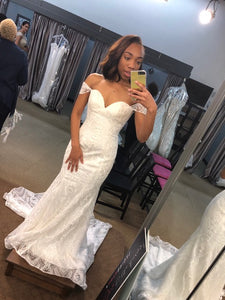 Mori Lee 'Karissa 8222' size 4 used wedding dress front view on bride