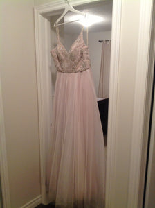 Hayley Paige 'Roxanne' size 8 used wedding dress front view on hanger