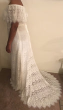 Load image into Gallery viewer, Galina &#39;Off the Shoulder&#39; size 14 new wedding dress side view on bride
