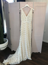 Load image into Gallery viewer, Sarah Seven &#39;Paige&#39; size 8 used wedding dress front view on hanger
