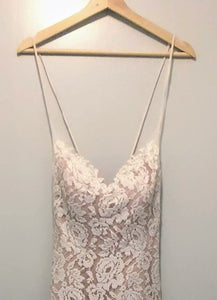 Watters 'Sanya' size 6 used wedding dress front view on hanger