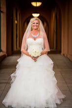 Load image into Gallery viewer, Pronovias &#39;Trinity&#39; size 12 used wedding dress front view on bride
