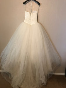 Vera Wang White 'Draped' size 2 used wedding dress back view on hanger