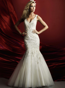 Allure Bridals 'C369' size 12 used wedding dress front view on model