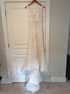 Lazaro 'Alexis' size 0 used wedding dress front view on hanger