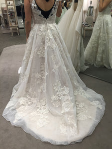 Oleg Cassini 'High Neck' size 10 used wedding dress back view on bride