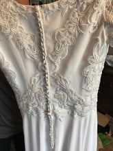 Load image into Gallery viewer, Bonny Bridal &#39;Sequin&#39; size 4 used wedding dress back view close up on hanger
