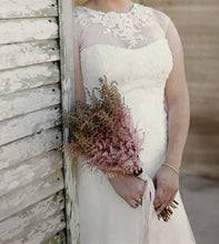 Load image into Gallery viewer, Custom &#39;Beautiful&#39; size 12 used wedding dress front view on bride
