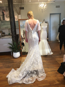 Marchesa 'Essence' size 4 used wedding dress back view on bride