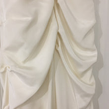 Load image into Gallery viewer, Nicole Miller &#39;Strapless Ruched&#39; size 12 sample wedding dress close up of fabric
