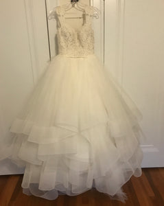 Lazaro 'Princess' size 6 used wedding dress front view on hanger