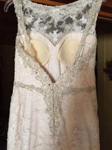 Casablanca 'Champagne' size 8 new wedding dress back view on hanger