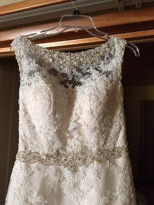 Casablanca 'Champagne' size 8 new wedding dress front view on hanger