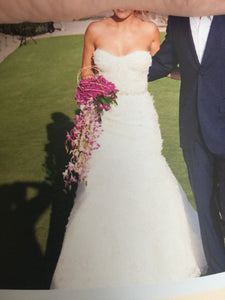 Monique Lhuillier 'Aspen' size 2 used wedding dress front view on bride