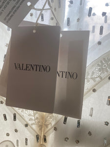 Valentino 'Long Sleeve High Collar Silk Sheath with Ruffles'