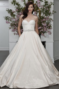 Romona Keveza 'Legend L6109' size 2 used wedding dress front view on model