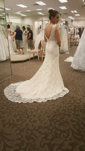 David's Bridal 'Beaded Lace' size 4 new wedding dress back view on bride