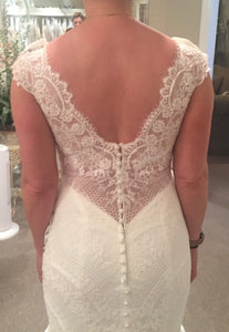 Madison James '256' size 8 used wedding dress back view close up on bride
