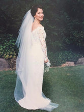 Load image into Gallery viewer, Helen Morley &#39;White Lace&#39; size 6 used wedding dress back view on bride
