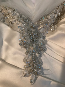 Bonny Bridal 'Ivory' size 22 used wedding dress front view on hanger