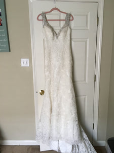 Allure 'C261' size 8 sample wedding dress front view on hanger