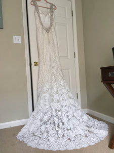 Allure 'C261' size 8 sample wedding dress back view on hanger