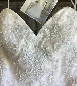 Maggie Sottero 'Avery' size 10 new wedding dress front view close up on hanger