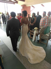 Load image into Gallery viewer, Mori Lee&#39;1903&#39; size 12 used wedding dress back view on bride
