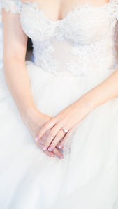 Galia Lahav 'Cinderella' size 0 used wedding dress close up view on bride