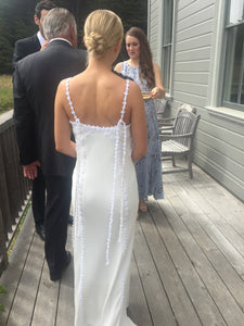 Lein Studio 'Chalk Bougainvilla' size 2 used wedding dress back view on bride
