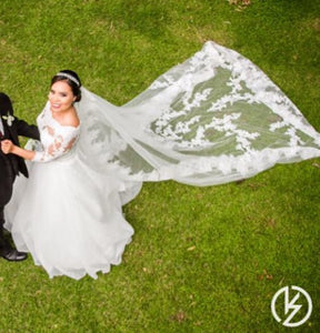 Pronovias 'Hermosa' size 2 used wedding dress side view on bride