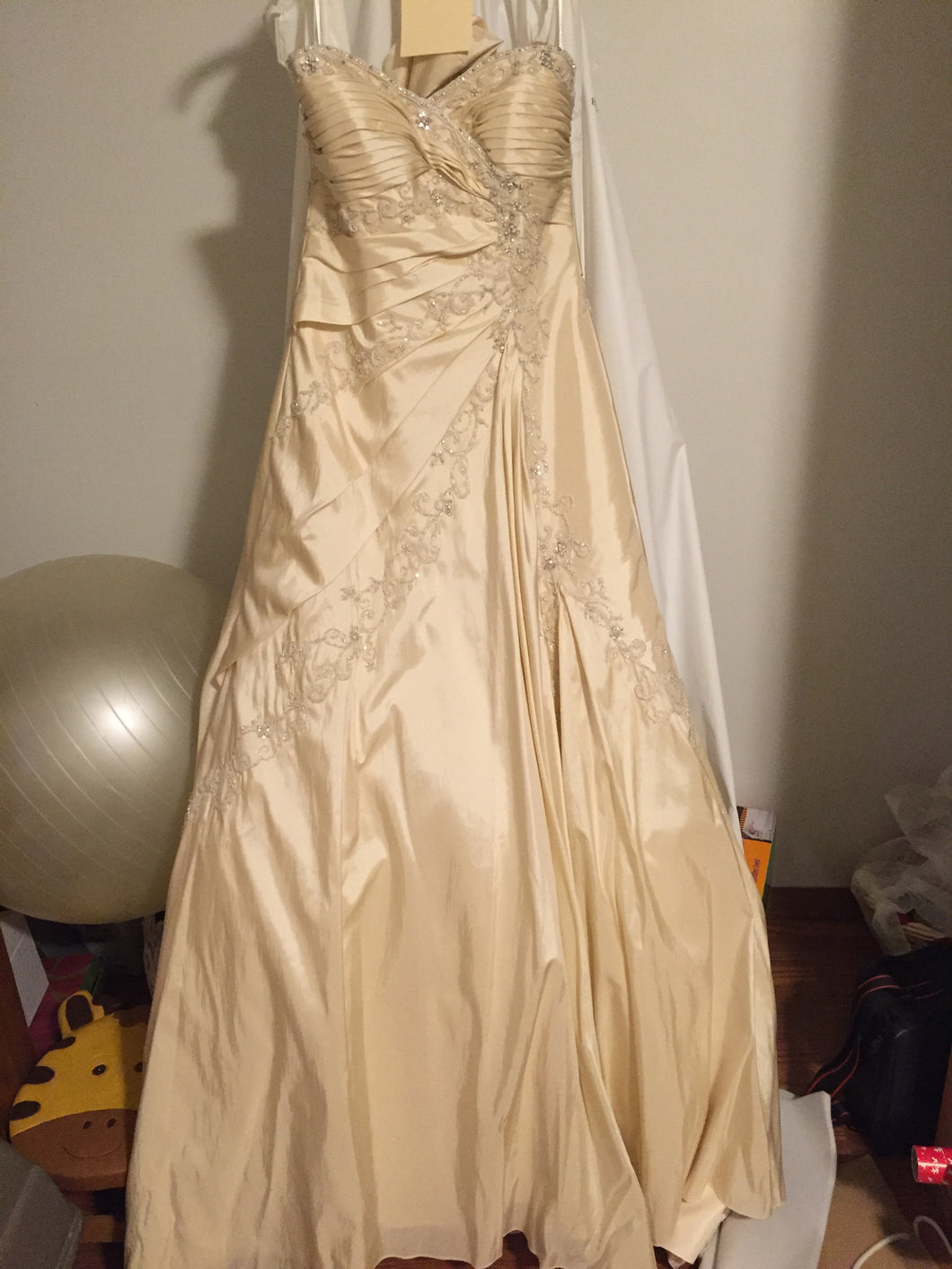 Sophia Tolli 'Olivia' size 8 used wedding dress front view on hanger