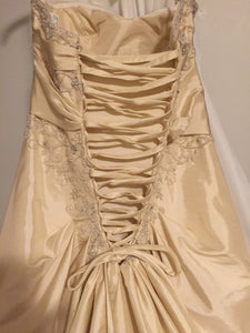 Sophia Tolli 'Olivia' size 8 used wedding dress back view close up on hanger