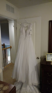 Mon Cheri Bridal 'Yvette' size 16 new wedding dress front view on hanger