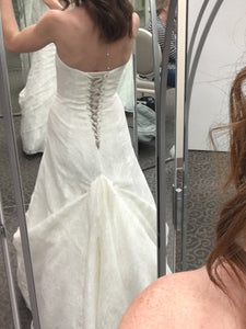 David's Bridal '10012471' size 2 used wedding dress back view on bride