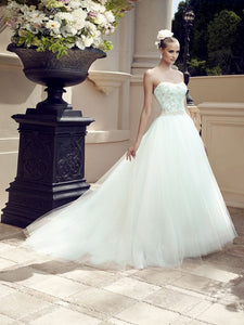 Casablanca 'Sea Breeze' size 6 new wedding dress side view on model