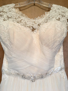 Maggie Sottero 'Patience Lynette' size 12 new wedding dress front view close up on hanger