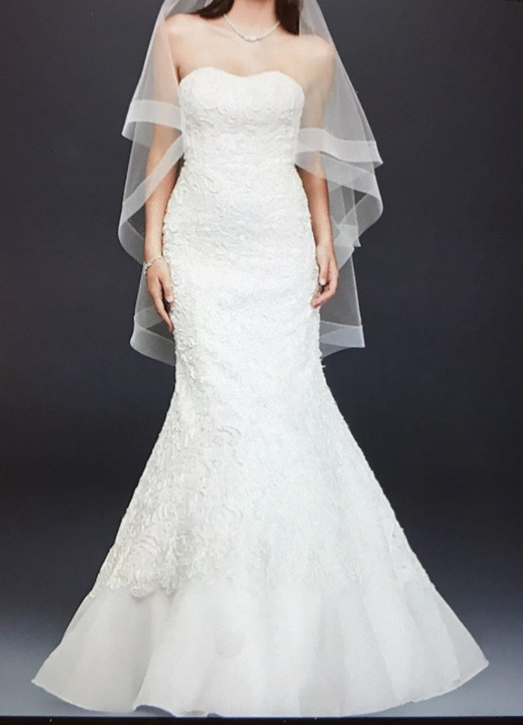 Oleg Cassini 'Elegant' size 10 new wedding dress front view on model