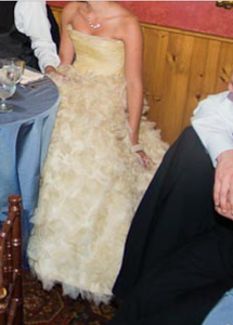 Romona Keveza 'RK138' size 6 used wedding dress front view on bride