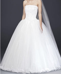 David's Bridal 'Satin Corset' size 10 new wedding dress front view on model