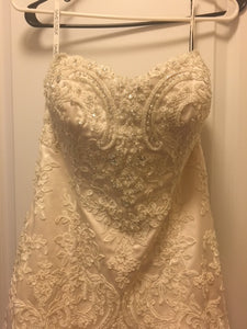 David Tutera 'Strapless' size 12 used wedding dress front view on hanger