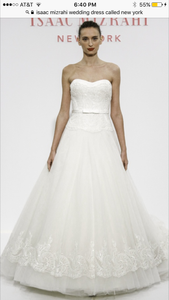 Custom 'New York by Isaac Mizarahi' size 4 used wedding dress front view on model