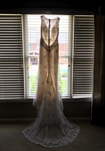 Romona Keveza 'L6139' size 2 new wedding dress back view on hanger