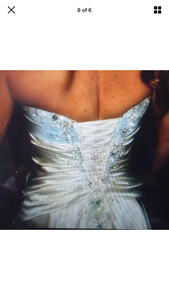 Custom 'Strapless' size 6 used wedding dress back view on bride