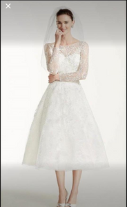 Oleg Cassini 'Tea Length' size 6 new wedding dress front view on model
