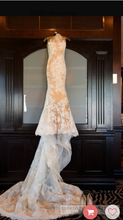 Load image into Gallery viewer, Pronovias &#39;Verda&#39; size 2 used wedding dress front view on hanger
