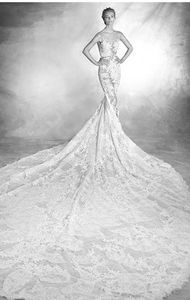 Pronovias 'Verda' size 2 used wedding dress back view on model