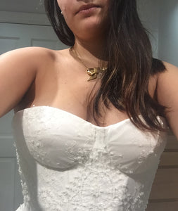 Romona Keveza '576' size 8 new wedding dress front view close up on bride