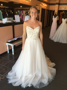 David Tutera 'Luca' size 14 new wedding dress front view on bride